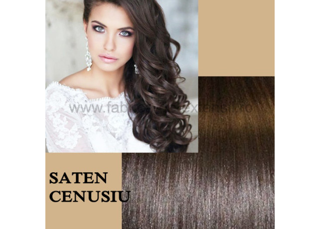 Extensii Front Lace (Semiperuca) DeLuxe Saten Natural Cenusiu