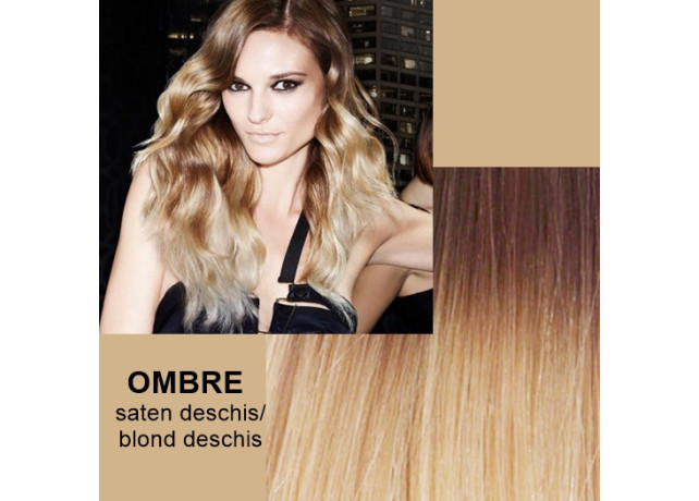 Extensii Front Lace (Semiperuca) DeLuxe Ombre Saten Deschis Blond Foarte Deschis
